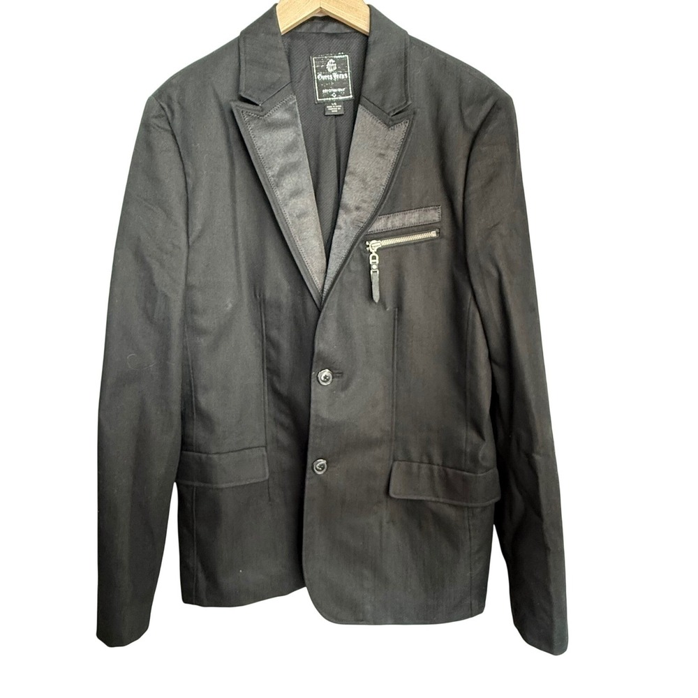 Guess Jeans Streetwear‎ Blazer Large Black Cotton Blend Y2K Media Pocket Jacket